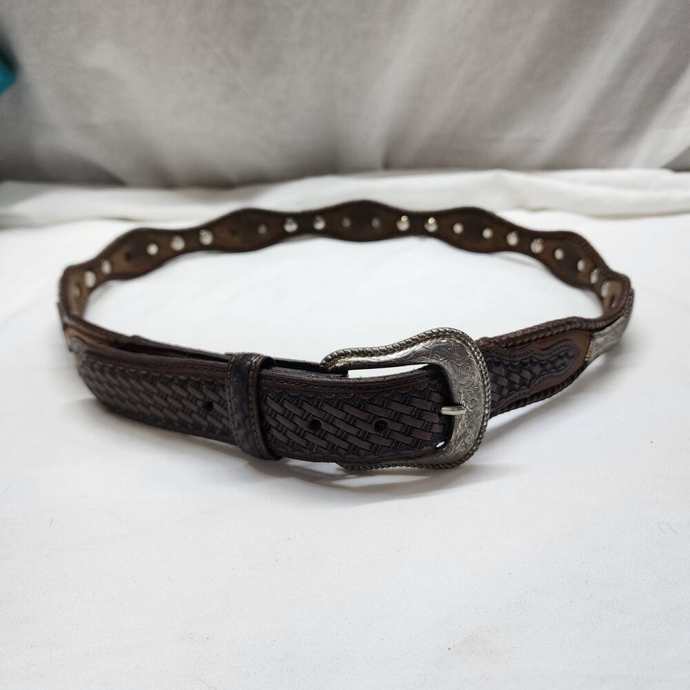 3D Embellished Belt size 42 Man tooled leather b45